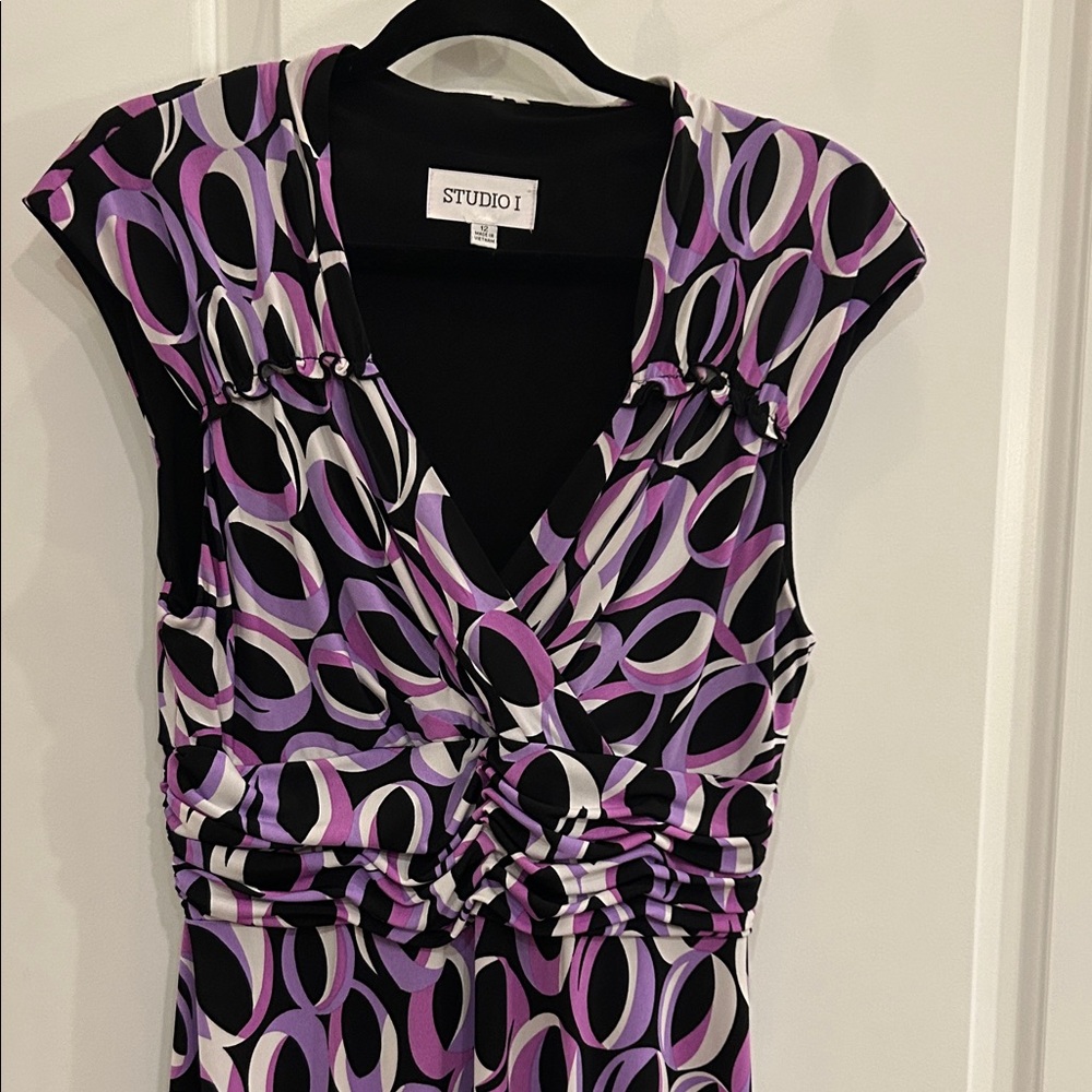 Purple and Black Midi Dress